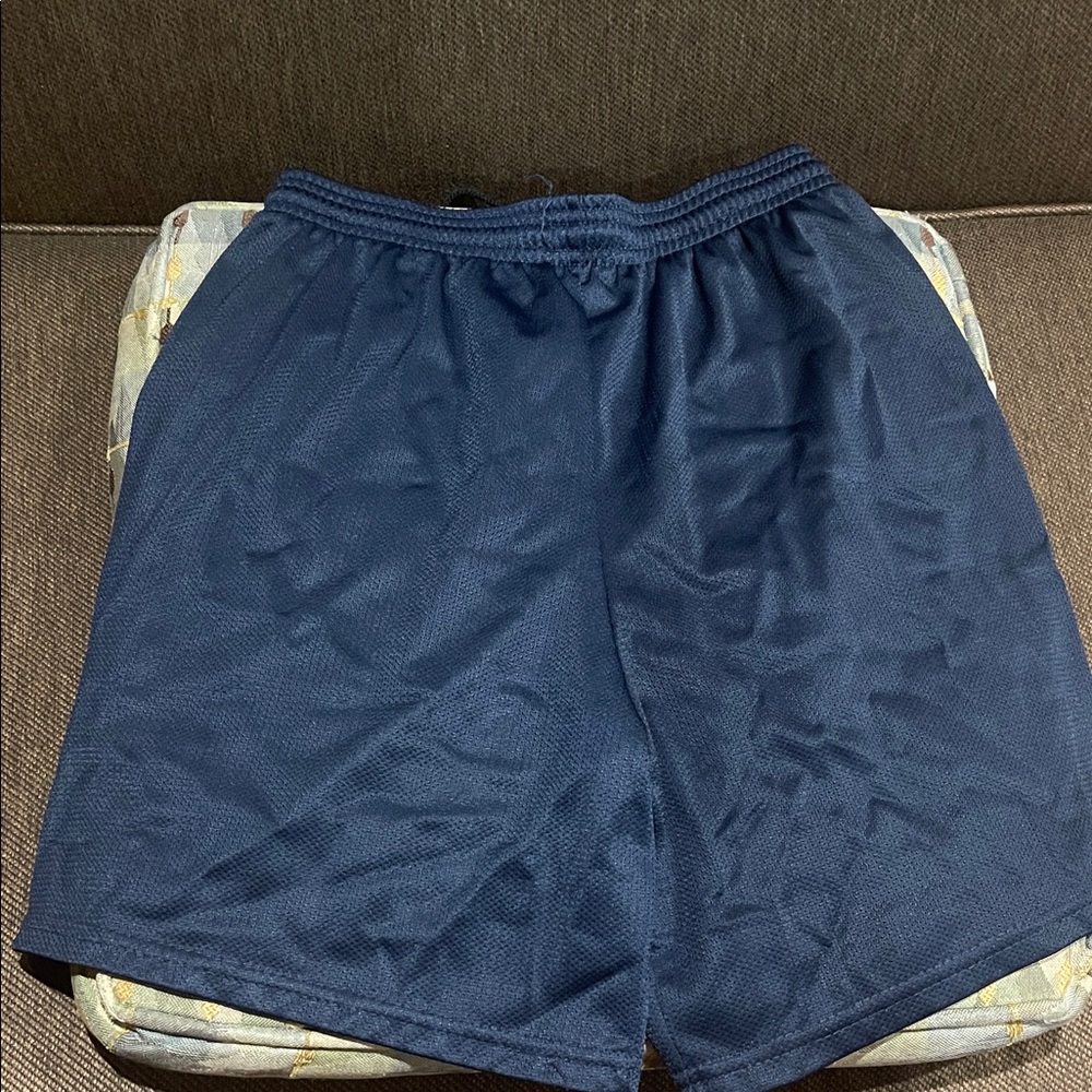Kids Navy Athletic Mesh Shorts with Elastic Waistband